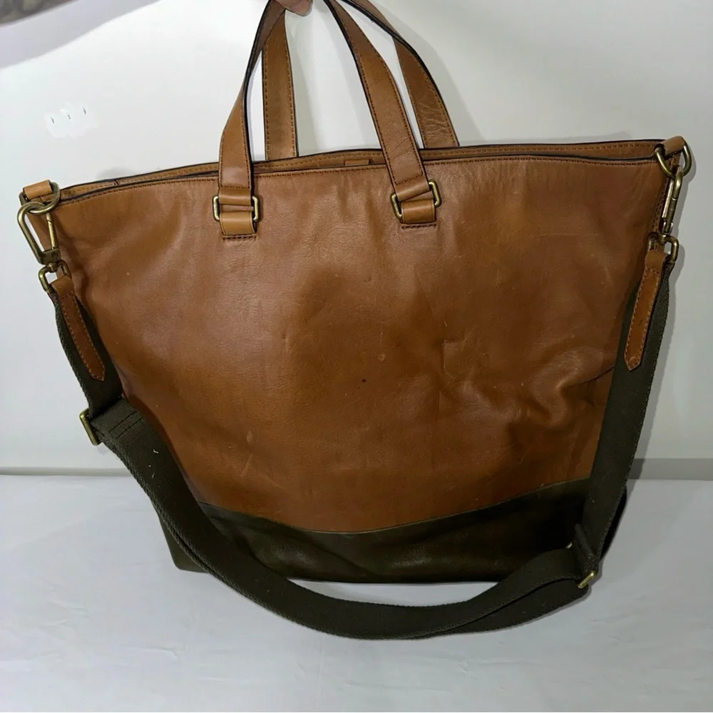 Coach Brown and Green Leather Briefcase